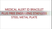 Medical Alert ID Bracelet Plus Free Engraving Stainless Steel Metal Plate
