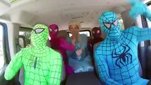 Superheroes Dancing in a Car Superheroes in real life Spiderman and frozen elsa Pink spidergirl