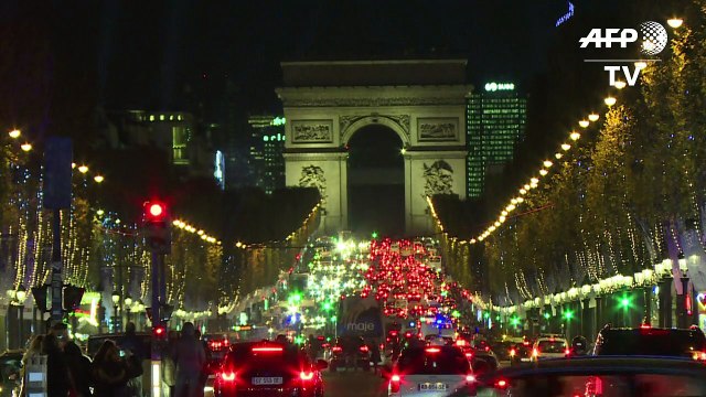 Paris's Champs-Elysees lit up for Christmas