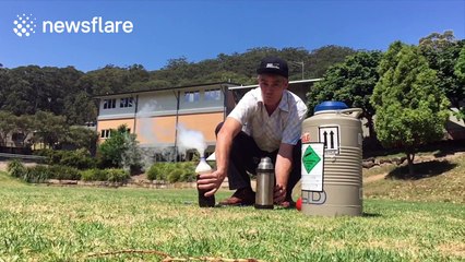 Science teacher makes rockets out of Diet Coke and liquid nitrogen