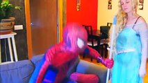 Elsa Frozen vs Lazy Spiderman at Home Stop Motion - Joker & Evil Spider-Man vs T-Rex Fun Superhero