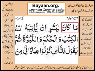 Quran in urdu Surah 003 Ayat 079A Learn Quran translation in Urdu Easy Quran Learning