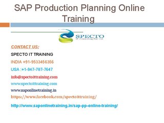SAP Production Planning Online Training classes | specto