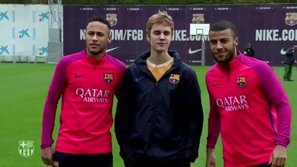 Justin Bieber Scores Some Beauties in Barcelona training with Neymar