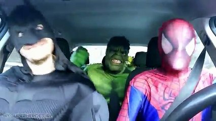 Superheroes Dancing in a Car: Spiderman, Batman & Hulk Funny Movie in Real Life