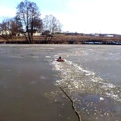 This man smashes through icy river to save his dog