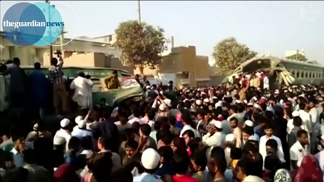 Aftermath of deadly train crash in Pakistan – video