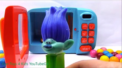 Learn Colors Gumballs w Microwave Just Like Home Toy Appliances Surprise Toys PEZ Candy Video Kids