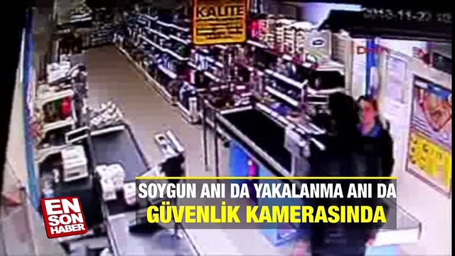 Soygun anı da yakalanma anı da güvenlik kamerasında
