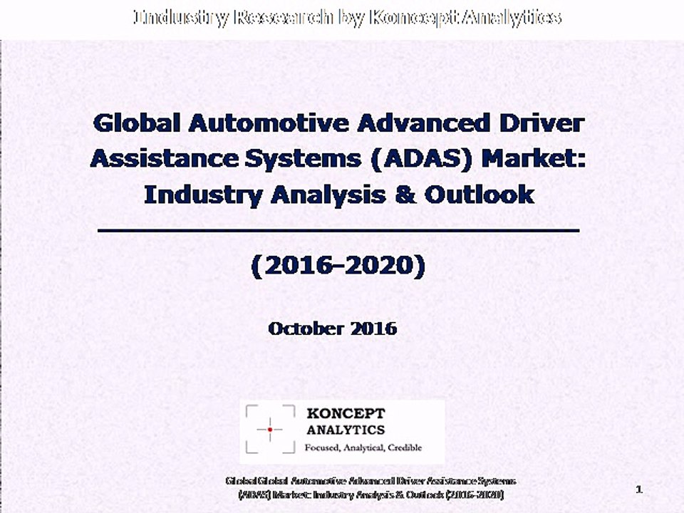 Global Automotive Advanced Driver Assistance Systems (ADAS) Market: Industry Analysis & Outlook (2016-2020)