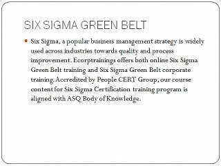 SIX SIGMA GREEN BELT online training by maxmunus