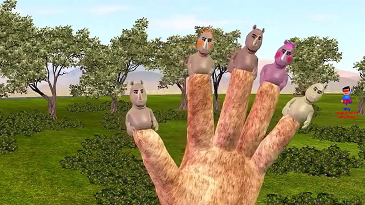 Finger Family Nursery Rhymes Animals Rhinoceros Cartoons | Finger Family Children Nursery Rhymes