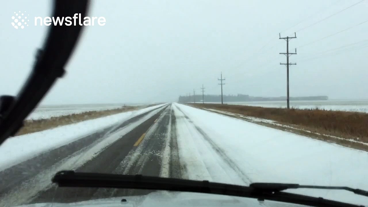 Snow starts to fall in Manitoba, Canada