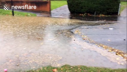 Submerged cars during flooding in Bristol, UK