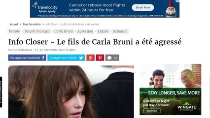 Le fils de Carla Bruni agressé à Paris