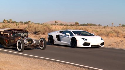 Rat Rod vs Lamborghini Aventador! Roadkill