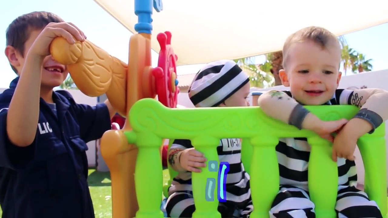 BABY POWER WHEELS Car POLICE CHASE - EPIC FAIL Baby Eli Goes To JAIL Police Chase Video Kids COPS