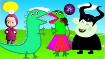 Masha and The Bear and Peppa pig dinosaur girl makeup love Masha VS Witch Maleficent Finger Family