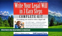 READ BOOK  Write Your Legal Will in 3 Easy Steps - US: Everything you need to write a legal will