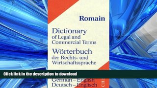READ BOOK  Dictionary of Legal and Commercial Term: German-English/Worterbuch Der Rechts-Und