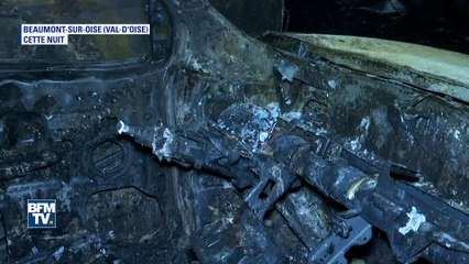 Beaumont-sur-Oise: les images des véhicules incendiés après de nouveaux échauffourées (BFMTV)