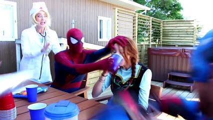 Spiderman and Elsa: Frozen Elsa STALKED BY KILLER CLOWN! w- Spiderman Joker Baby Car Spidergirl Anna Doctor Superheroes