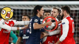 Edinson Cavani  fights with Ramsey et Olivier Giroud ● Arsenal vs PSG 2-2 ● 23-11-2016