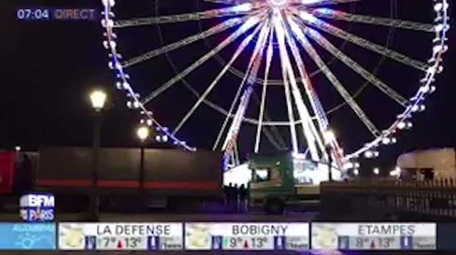 La place de la Concorde complètement bloquée par une manifestation de forains