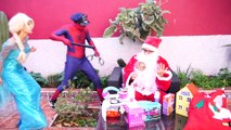 Frozen Elsa & Spider man: Frozen Elsa & Santa Claus Arrested in Jail! Spider man vs Joker Ruin Christmas Candy