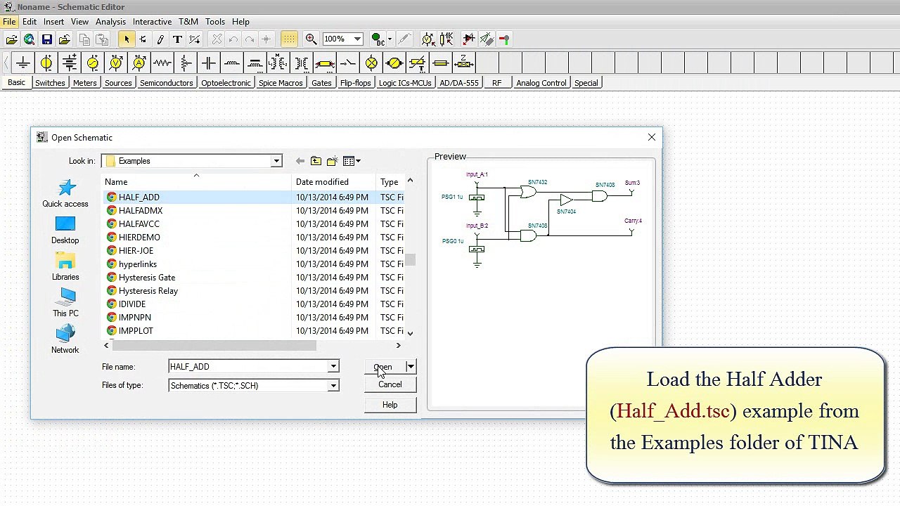 Creating Subcircuits from Schematics in TINA, part 1