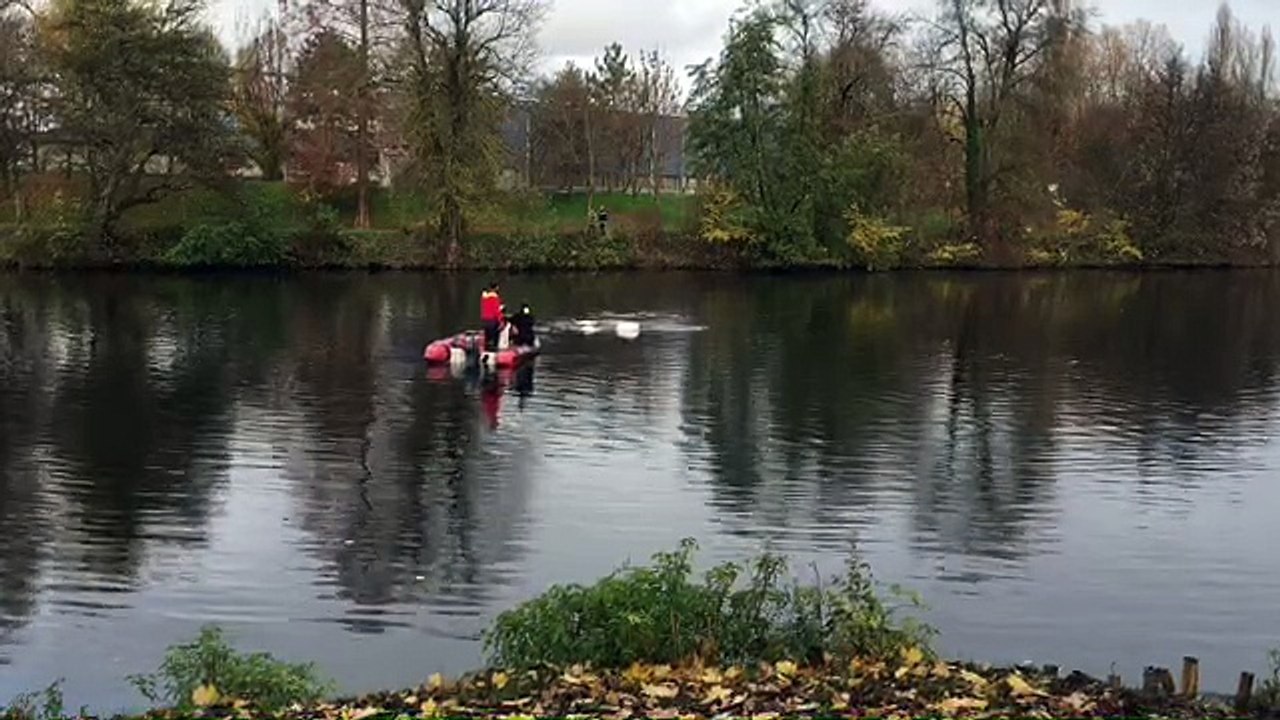 Cognac : les pompiers remorquent une voiture tombée dans la Charente