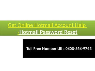 Online Hotmail Account Help with Hotmail Password Reset