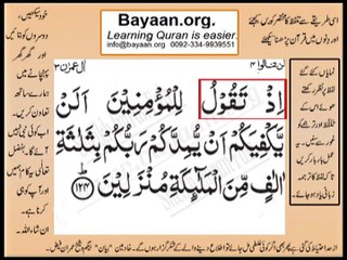 Quran in urdu Surah 003 Ayat 124 Learn Quran translation in Urdu Easy Quran Learning