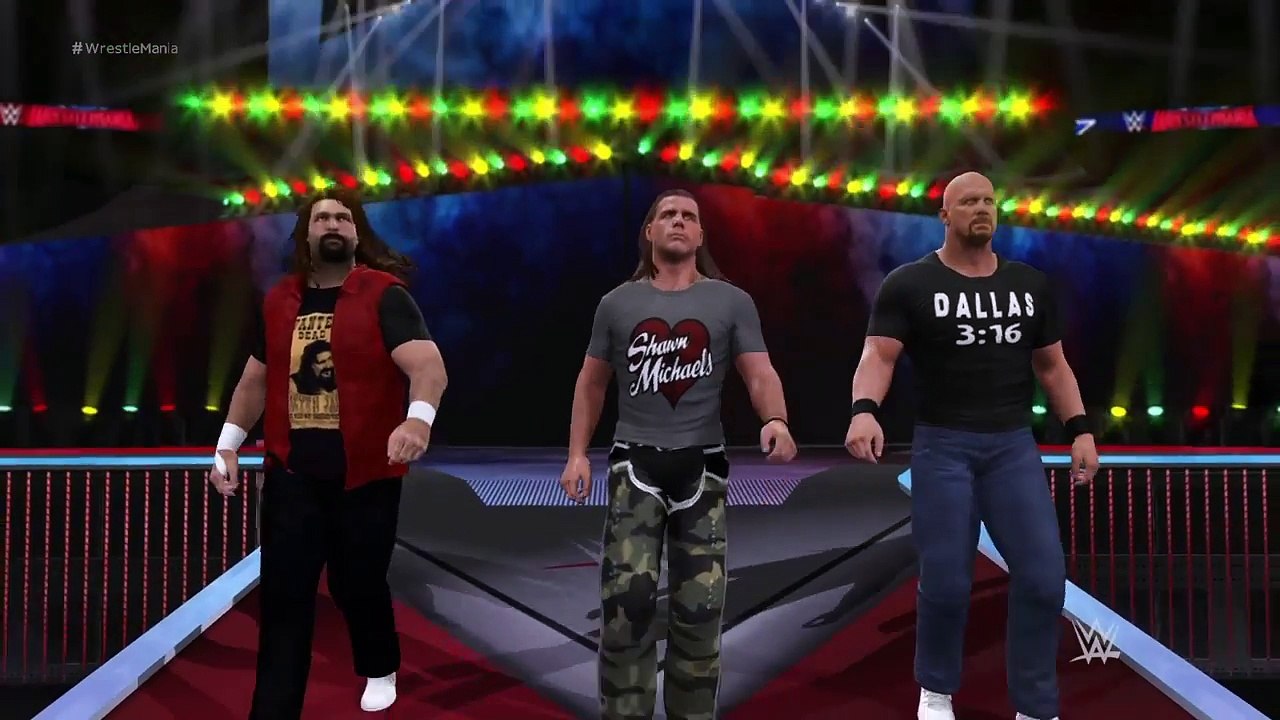 WWE 2K17 Recreation: "Stone Cold",Shawn Michaels and Mick Foley returns at Wrestlemania 32