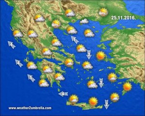 Η πρόγνωση του καιρού για την Παρασκευή  25-11-2016