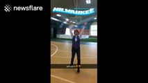 Mum makes more than a dozen incredible basketball shots in under 30 minutes