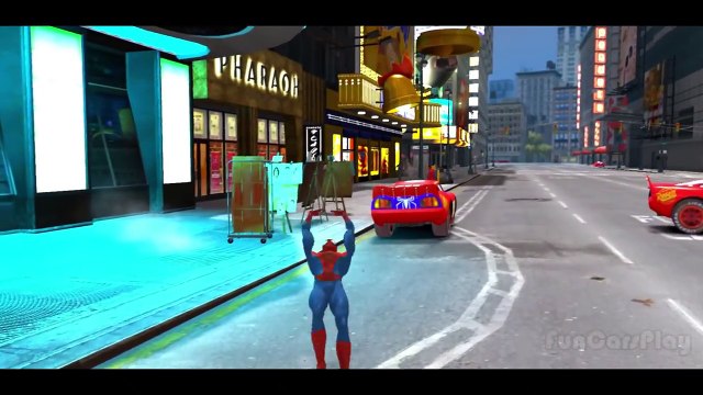 SPIDERMAN with Batman, Superman, Spiderman & Hulk McQueen Cars!!! Spider-Man Smash Party!!!