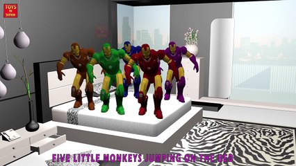 5 Little IRON MAN Jumping On The Bed | Kids Songs Nursery Rhymes Children Songs | 3D Animation