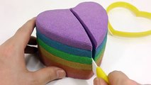 Learn Colors Slime Foam Clay Bath Time _ DIY How To Make Colors Heart Kinetic Sand Cake