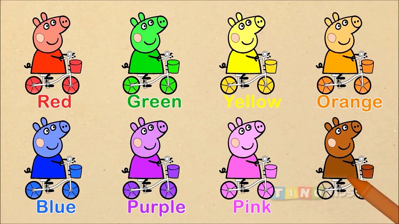 Learning Colors for Kids with Peppa Pig Bike Coloring Pages : Colors for Children