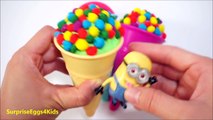 Play Doh Rainbow Ice Cream Surprise Egg Popsicles opening by Minions, MLP Princess Cinderella