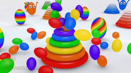 DuckDuckKidsTV || Learn Colors for Toddlers 3D Rainbow Donut Mountain Surprise Egg Ball Show for Kid