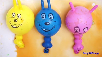 5 Wet Balloons Faces TOP Learn Colours Water Balloon Finger Nursery Compilation