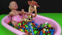 Baby Doll Bath Time M&Ms Chocolate Candy Surprise Toys Disney Cars Mickey Mouse Clubhouse Toy Story