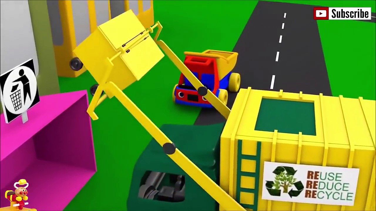 子供向けアニメ♫テーマ-ごみ収集車。ゴミ箱をクリーンアップし|おもちゃアニメ 車♫ スーパーヒ...