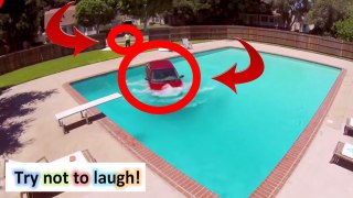 Check this car falling in the swimmingpool - try not to laugh - epic fail