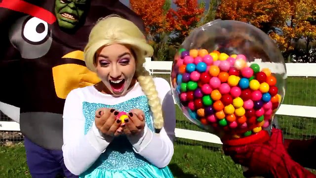 Frozen Elsa STUCK in BUBBLE GUM! w Spiderman Joker Maleficent ep2