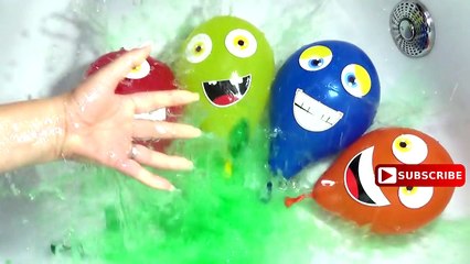 5 New Funny Faces Wet Balloons for Learn Color - Water Balloon Finger Family Song for Kids