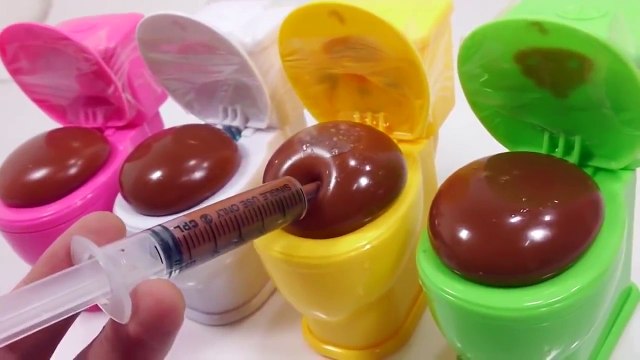 Chocolate Toilet Poop Slime Syringe Water Balloons Play Doh Toy Surprise Eggs Learn Colors