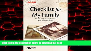 Read book  ABA/AARP Checklist for My Family: A Guide to My History, Financial Plans and Final